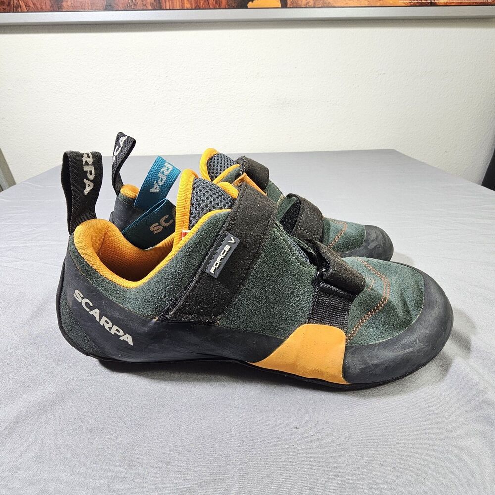 Scarpa Vapor V Rock Climbing Shoes Olive Black Suede Strap Italy Men 11 EU 44.5